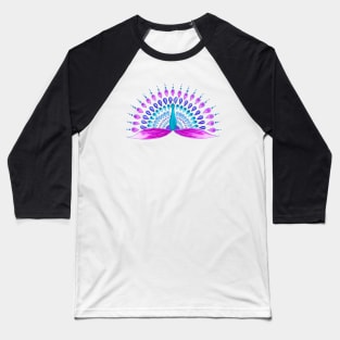 Pink and turquoise mandala peacock Baseball T-Shirt